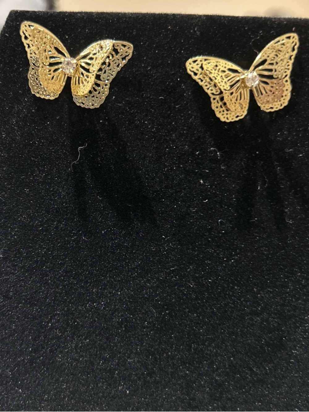 Gold color Butterfly Stud Earrings - Women's Jewelry (3D)